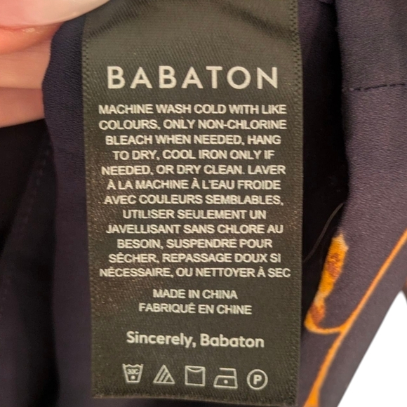 Babaton Murphy Floral Blouse XS | Navy Long Sleeve Fitted Top Aritzia - Picture 7 of 9